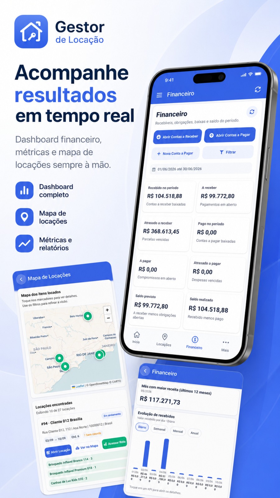 Tela de produtos e categorias do acervo locável