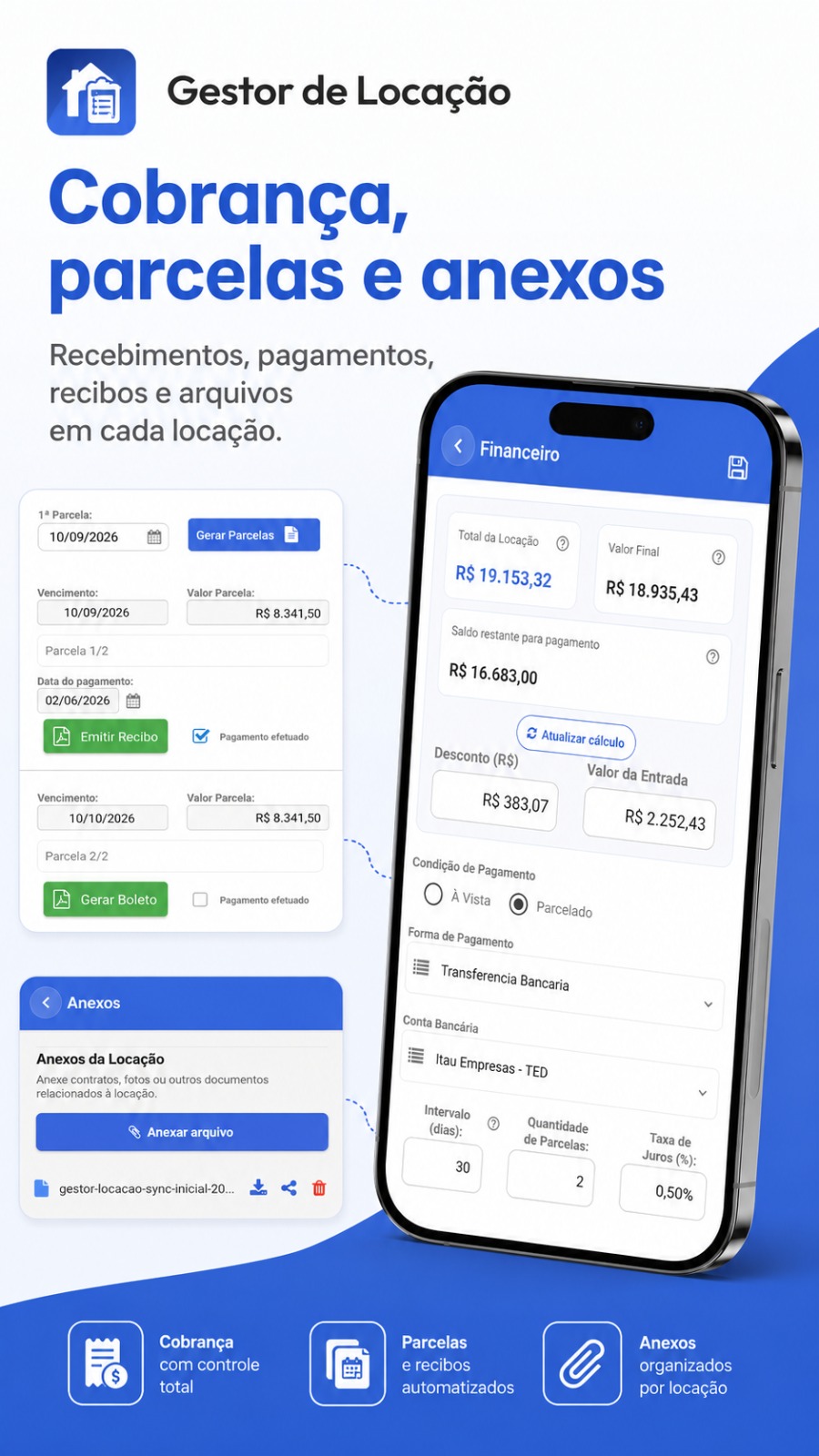 Tela de criação de locação no Gestor de Locação